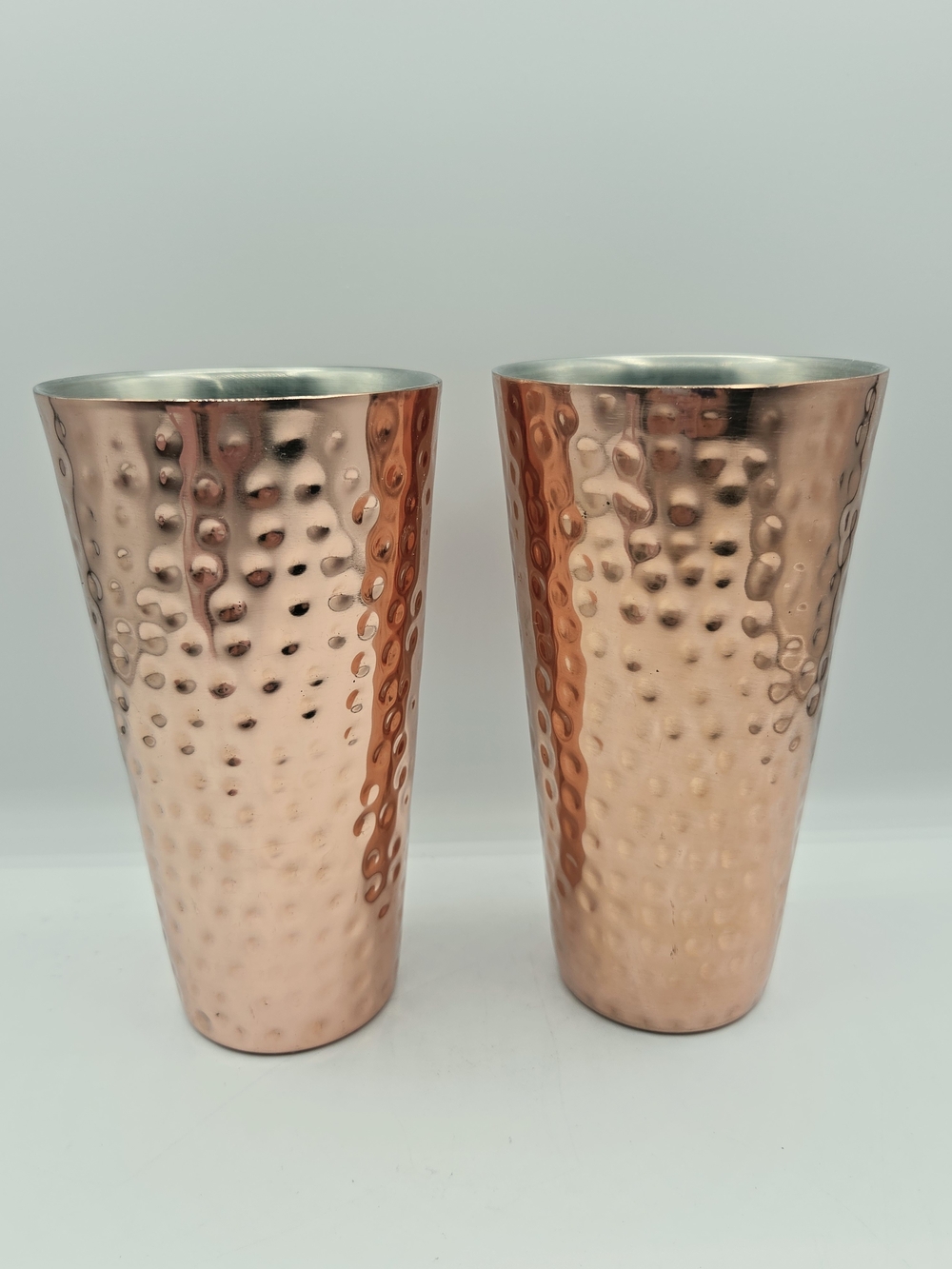 Hammered Copper-Color Decorative Vase Set - Pair